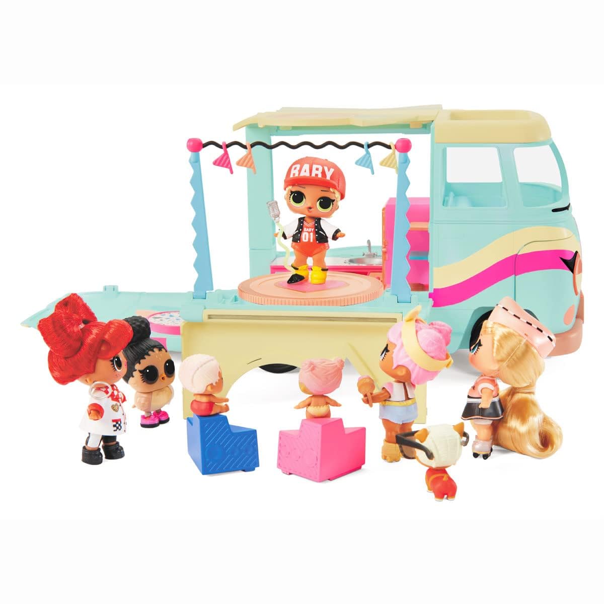 L.O.L. Surprise! 5-N-1 Grill Groove Camper Fully-Furnished Playset with Multiple Surprises Great Gift for Kids Ages 4, Multicolor, 580645.