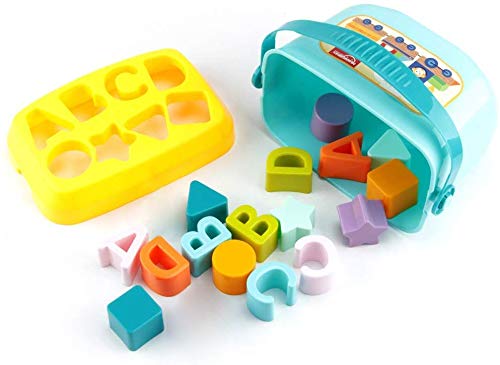 Toyshine Baby’s First Educational Shape Sorting Blocks Toy | 16 Pcs ABCD Learning Blocks & Shape Sorter | Early Development Activity Toy for 6 Months to 2 Years Old Boys & Girls